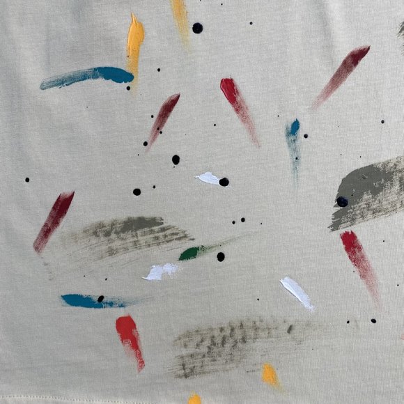 Gallery Cream Short Sleeve Splash Print Letter T-Shirt - Picture 2 of 13